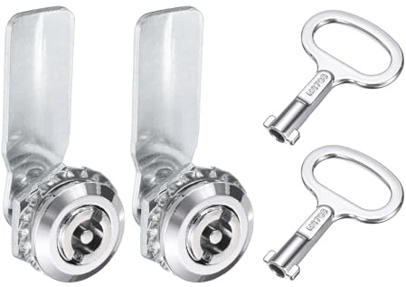 sourcing map Tubular Cam Lock, 5/7 Inch Cylinder Length Zinc Alloy Flat Cabinet Lock with Key for Electric Box Mailbox (Silver, Pack of 2)