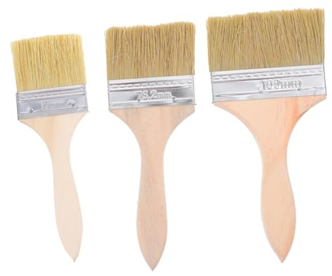 Angoily 3piezas Pinceles Planos Mangos De Madera Brocha para Pintar Muebles y Paredes Suministros De Pintura para Mejoras del Hogar para Molduras y Bordes