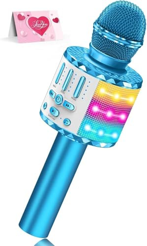 Micro Enfant Sans Fil Bluetooth - 5 Effets Vocaux, Lumières LED Syncronisées - Pour Filles/Garçons 3-15 Ans - Meilleur Jouet Créatif pour Karaoké Familial - Cadeau Anniversaire/Noël