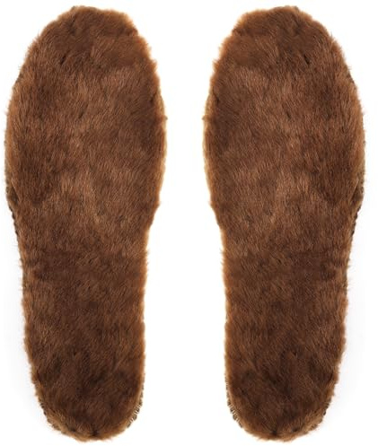 7STROBBS Solette termiche in pelle di pecora, soletta in pile di lana spessa per donne, uomini e bambini, inserti caldi per scarpe invernali, pantofole, stivali da neve, colore marrone, taglia 36