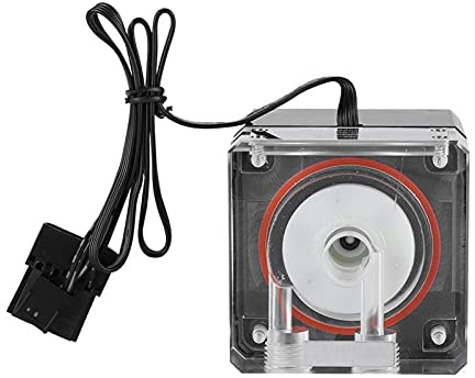 Ejoyous Pompe de Refroidissement à Eau CPU, Pompe de Refroidissement à Eau avec Contrôle PWM, Débit de 800 L/H, Hauteur de Livraison de 4 M, Filetage G1/4, éclairage RVB