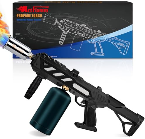 ARTFLAMM Powerful Propane Torch Gun, Kitchen Grill Torch with Detachable Design, Adjustable Flamethrower Torch Burner for Searing Steak, BBQ, Welding, Camping Charcoal Lighter(Tank Not Included)