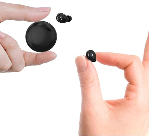 Xmenha Mini écouteurs invisibles Bluetooth sans fil pour petites oreilles discrets et discrets pour le sommeil au travail, le sommeil, écouteurs invisibles pour le sommeil Noir profond