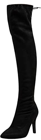 Generisch Botas por encima de la rodilla para mujer, botas de tiburón, moda invierno para mujer, botas altas por encima de la rodilla, tacón alto, monocolor, negro, estilo cómodo, Negro , 39 EU