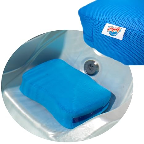 Happy Hot Tubs Luxury Weighted Booster Seat, Pre-weighted, Light Blue, Machine-washable Cover, 39cm x 27cm x 12cm, Ergonomic Curved Shape for Hot Tub Comfort