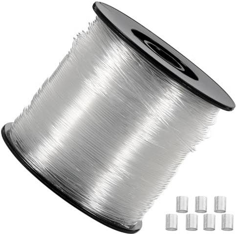 SHERCHPRY Nylon Cuerda para Colgar Cuadros 200 M 0.80 Mm Transparente 60 Piezas de Accesorios de Aluminio para Decoración de Marcos y Manualidades en Hogar, Oficina y Escuela