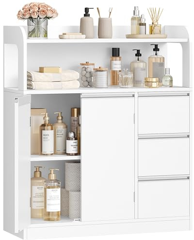 Hzuaneri Badezimmerschrank mit 2 Schranktürn und 3 Schubladen