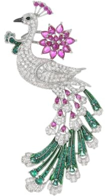 Påfågelbrosch, glittrande diamantbrosch, knapphålsblomma, Phoenix Lady, Metall Zink Akryl