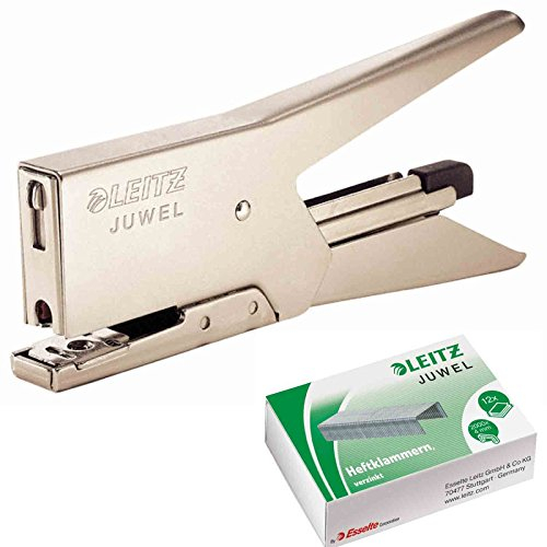 Heftzange Vollmetall Juwel 2000 Leitz 5557 + 2000 Heftklammern 4 mm 6/4