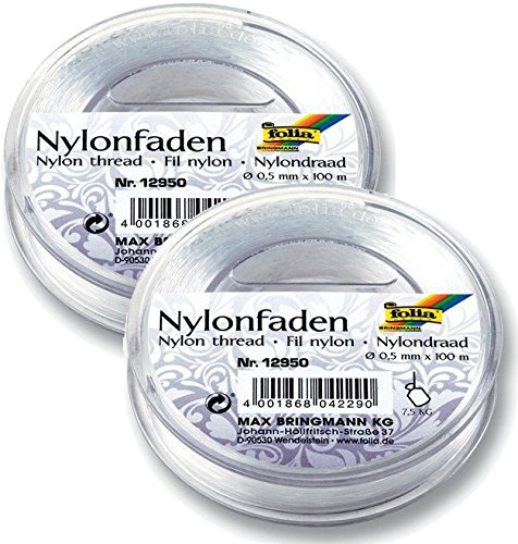 Folia 12950 nylontråd transparent 0,50 mm x 100 m spole lager kraft 7,5 kg genomskinlig