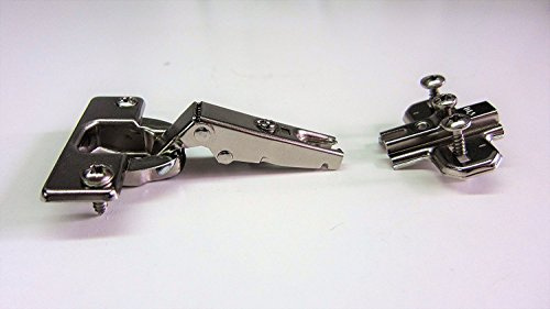 HKB ® 1 Stück SlideOn Topfscharnier/Federscharnier für vorliegende Türen, 0 mm, Kröpfung 95°, Topf-ø=35mm, Kreuzmontageplatte MK-D1,5 und Schrauben, Hersteller Hettich, Artikel-Nr. 0062408