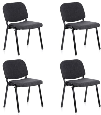 HJH Office 704520 Set di 4 Ospite XT 600 Tessuto, Conferenza imbottita, impilabile, Attesa, Poltrona, Antracite