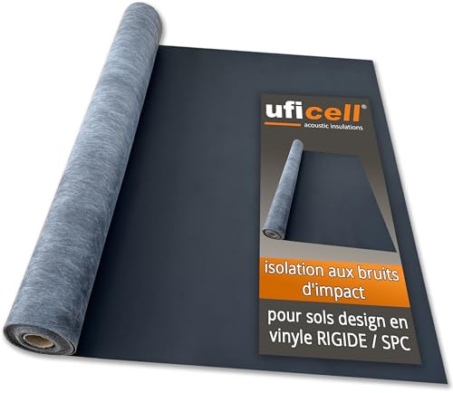 Sous-couche vinyle uficell® Vinosilent Premium Acoustique Isolation phonique pour sols design en vinyle SPC Rigid à clipser - Résistance à la compression : 1900 kPa - Épaisseur : 1,5 mm (40 m²)