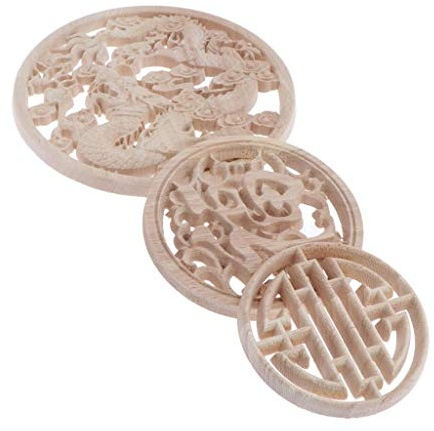 3pcs Runde Holz Verzierung Schnitzerei Ornament Fenster Schrank Tür Möbel Ecke Dekoration