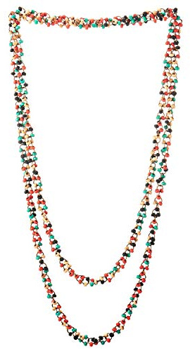 COOLSTEELANDBEYOND Schöne Holz Wulst Lange Kette Lätzchen Halsband Halsketten Anhänger, Multi-Strang