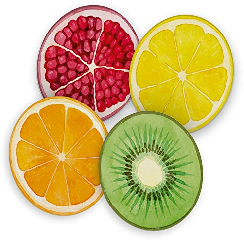 itenga Lot de 40 dessous de verre en carton I Fruits I Grenade Kiwi Orange Citron I Rond Ø 10,7 cm I Idéal comme dessous de verre pour les occasions et les célébrations