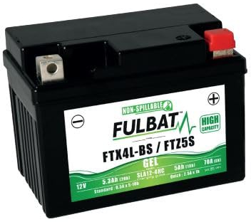 FULBAT BATTERIE MOTO FULBAT GEL FTX4L-BS / FTZ5S / YTX4L-BS (High Capacity) 12V 5,3AH 70A