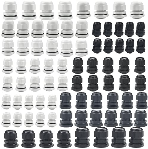 80 Stück Kabelverschraubung Set, IP68 Kabeldurchführung Wasserdicht PG7 PG9 PG11 PG13.5 PG16 PG19 Verschraubung Set für Abzweigkasten,Verteilerkasten, Aufputz-Sicherungskasten,Wandverteiler