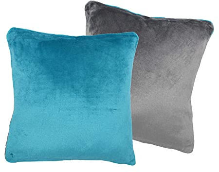 Moon Kissenbezug 2er Pack Cashmere Touch, 60x60 cm, Winter Wendekissenhülle Plüsch (anthrazit/Petrol)