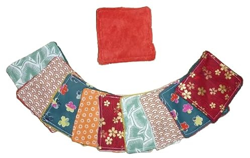 Lot de 10 lingettes démaquillantes lavable bambou - Handmade - zéro déchet (E)
