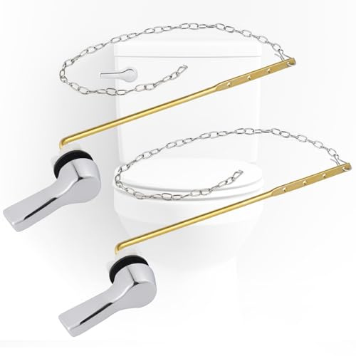 2 Pack Universal Solid Brass Toilet Handle Replacement, Front Mount, Chrome