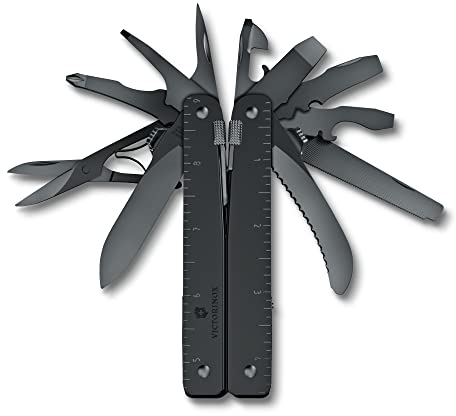 VICTORINOX Coltellino Svizzero Swiss Tool Spirit MXBS, 26 Funzioni, Multi-strumento con Pinza, Cacciavite, Apriscatole, Fodero da Cintura in Nylon, Nero