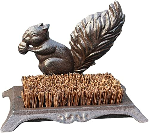 CFLNYC Brosse à Chaussures en Fonte, Brosse à Bottes d'écureuil, Fibre de Coco Marron, Nettoyeur de Chaussures d'extérieur Rustique Robuste, Largeur de 9,8 Pouces