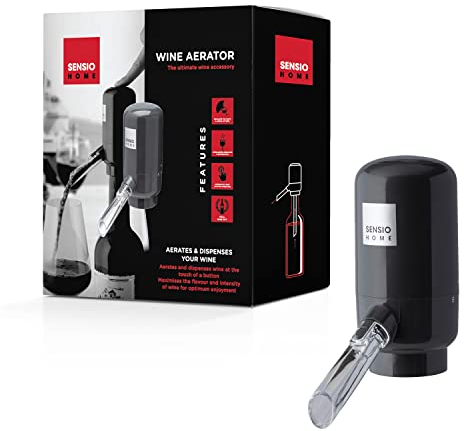 Sensio Home Ultimate Wine Aerator Pourer Automatic Electric Operation for Easy Smooth and Perfect Aeration, Decanting Enhances its Bouquet with Vacuum Pump and Oxidiser, Great Wine Gift