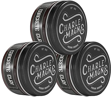 Charlemagne Clay Pomade Herren - 3x 100 ml, Leichter Halt - Haarwachs | Fettfreie Textur & Haarwachs Matt mit Nahezu Mattes Finish - Mehr Volumen - Haargel Alternative für Herren - Made in Germany