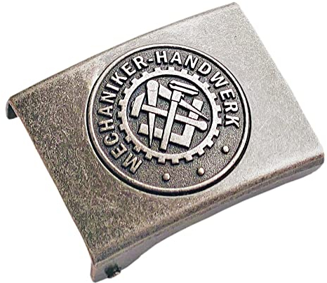 GravurManufakturBerlin Koppelschnalle Mechaniker Handwerk Zunftzeichen Meister, Meisterschüler, Geselle, Lehrling, Alt-Meister Koppelschloss (Vintage)