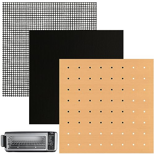 WMKGG 30,5 cm quadratisches Luftfritteusen-Set, 3 Stück, antihaftbeschichtet, wiederverwendbar, Toaster-Ofenmatte, kompatibel mit Ninja Foodi Flip SP101/SP201/SP301/SP351, Cuisinart Toaster-Ofen,