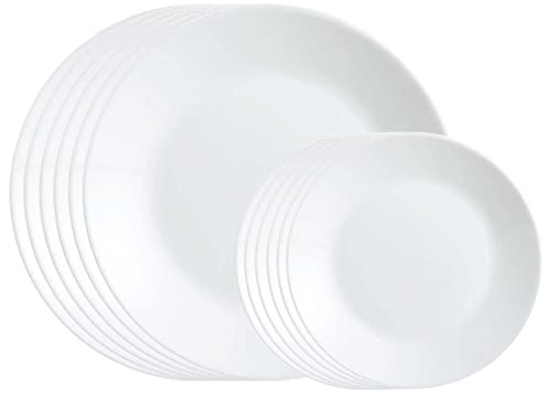 Corelle Winter Frost White Dinner and Bread & Butter Plates - 6 of Each (Total of 12 Plates)