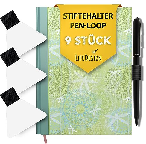 9 Stück Pen Loop Stifthalter Notizbuch Stiftschlaufe selbstklebend Stifthalter selbstklebend Pen Holder Stifte Halter für Kalender, Klemmbrett, Adressbuch I Stiftehalter Pen Clip Stifte Halterung