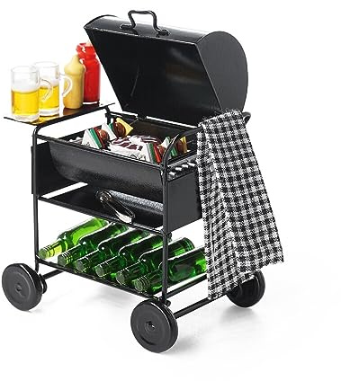 Odoria 1/12 miniatyr BBQ grill och ölflaskor med ölkrus dockhus kökstillbehör