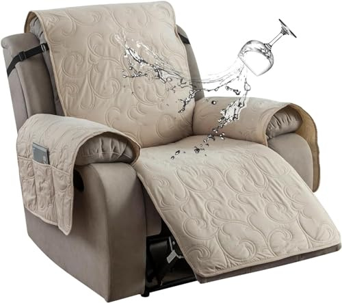 SDNAM Funda de Sillón Relax Relax Acolchada Antideslizante, Cubre sillón relajable de sujeción Blancas, Manta Protectora para sofá de 1 Plaza (Color : 11@)