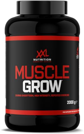 XXL Nutrition - Muscle Grow - All-in-One Supplement, Creatin, Protein, Vitamine & Mineralstoffe, Aminosäuren (BCAA), Kohlenhydrate, Kreatin, L-Glutamin und Taurin - 2000 Gramm - Grüne Apfel