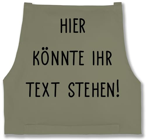 Schürze - Aufdruck selbst gestalten - Hier könnte ihr Text stehen I Eigener Text I Wunschtext I Custom Text - 85x69 - Sage Grün - kochschürze bedrucken lassen personalisierte selber beschriften