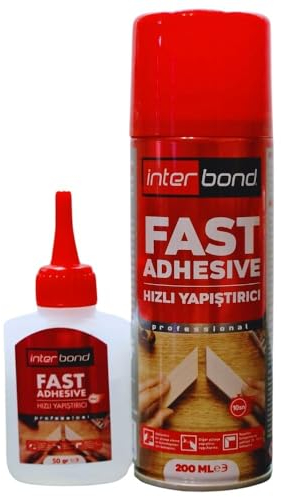 Interbond Colla Cianoacrilica con Attivatore - 50g+200ml – Super Attack Professionale per Plastica, Legno, Metallo – Colla con Attivatore Spray Extra Forte per Riparazioni Professionali