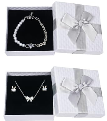 Qaziuy 9x9x3cm Schmuckschachtel Geschenkbox mit Deckel - 2 Stück Klein für Kette, Ohrringe, Armband, Ring