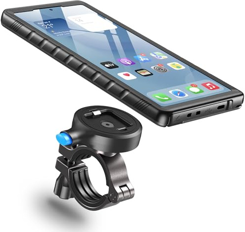 Cozycase 1s 1-Klick Vattentät Hållare Cykel/MC För Samsung Galaxy S24 Ultra | Anti-Stöld Telefonhållare för Styre Passar Cykel Motorcykel MC Bike Phone Mount Holder Mount Landsväg Terräng Starthållare
