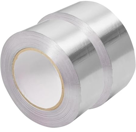 Orion Stationery Aluminum Foil Tape | 2 Rolls of 48mm x 15M | Heat UV Resistant | Adhesive Insulation | Waterproof, HVAC Repair, Sealing Ducts, Ductwork, and Pipes Repairing, Repairs, SIlver