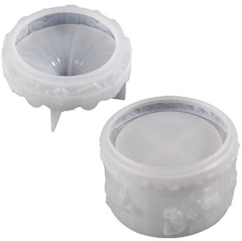 Muteitt Caja De Almacenamiento De Carrusel, Molde De Silicona con Tapa, Caja De Almacenamiento De Joyería, Molde De Silicona, Molde De Fundición De Resina Epoxi para Adorno DIY