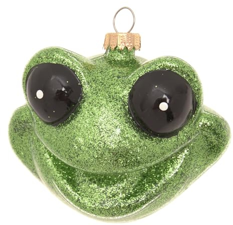 Krebs Glas Lauscha - Weihnachtsdekoration/Christbaumschmuck aus Glas - Frosch - Farbe: Grün - Größe: ca. 9 cm