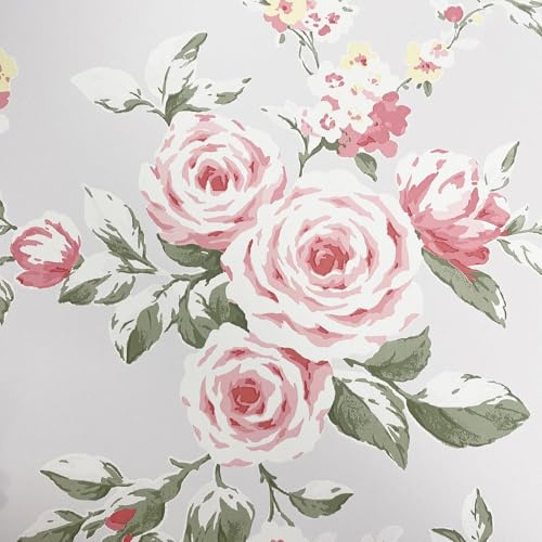 Muriva Catherine Lansfield Canterbury Papier peint Motif floral Rouge/gris