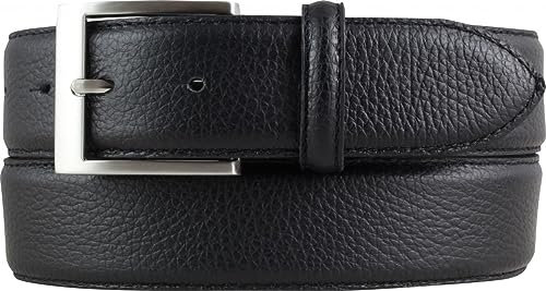 BELTINGER Herren-Gürtel aus gemasertem Leder mit Steppnaht 4 cm | Hochwertiger Ledergürtel mit Pigmentprägung 40mm Herren | Jeans-Gürtel 4cm mit Edelstahl-Gürtelschnalle | Schwarz 100cm