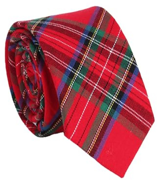 XNHIU Red Tartan Tie Burns Night Traditional Red Tartan Check Tie Mens Red Tartan Skinny Tie Scottish Tartan Tie for Men