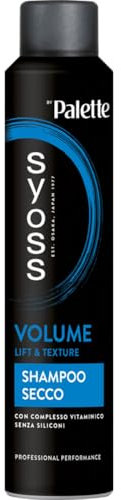 Syoss Palette Shampoo Secco Volume Lift & Texture 200 ml, Shampoo a secco con complesso vitaminico che dona volume in un istante, Dry shampoo volumizzante capelli senza siliconi e con formula vegana