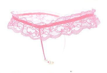 Bommi Fairy Femmes Sexy Dentelle Perle T-Pantalon Mignon String Cadeau Gag Taille Unique Sous-Vêtements G-Strings, Rose pâle, taille unique