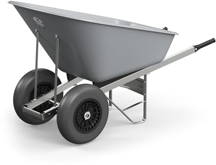 Agri Barrow Wheel Barrow 160 Litre Plastic Wheelbarrow with Puncture Proof Twin Slim Tyres, Grey – Ideal for Equestrians, Farmers, Gardeners, Stable Yards, and Heavy-Duty Use
