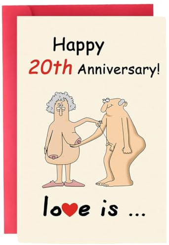 GONZTEL 1 Stück 20. Hochzeitstag Karte Liebe - 7305 Tage Zusammen - 20 Jahrestag Karte Hochzeitstag Geschenke für Mein Mann Ehemann Meine Frau Ehefrau Lustig Glückwunschkarten